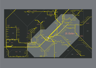 Nighttime network map St.Gallen